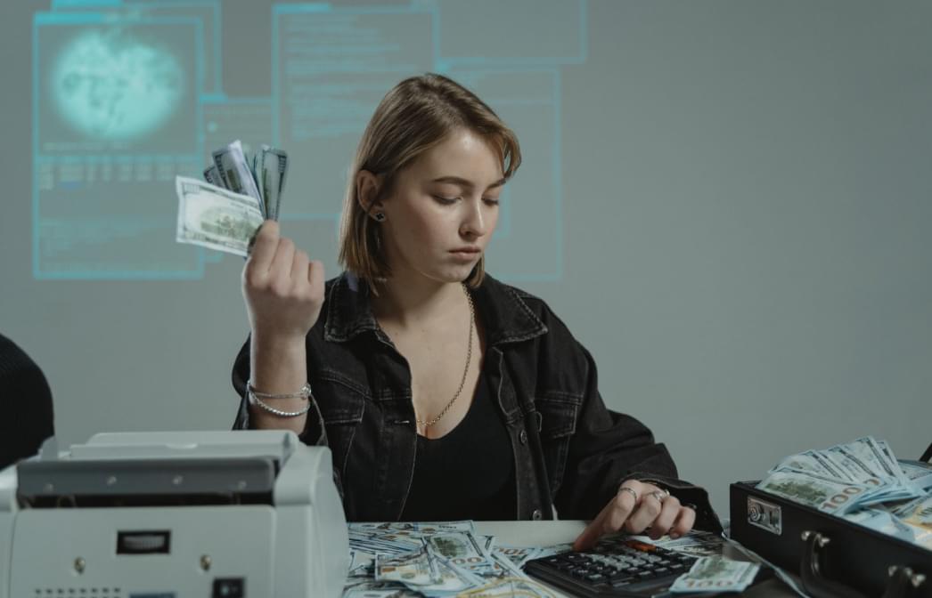 Girl counting money